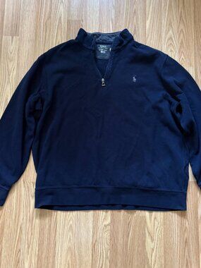 Polo Ralph Lauren Luxury Jersey Quarter-Zip Pullover - Navy - Size 185/104A (XL)